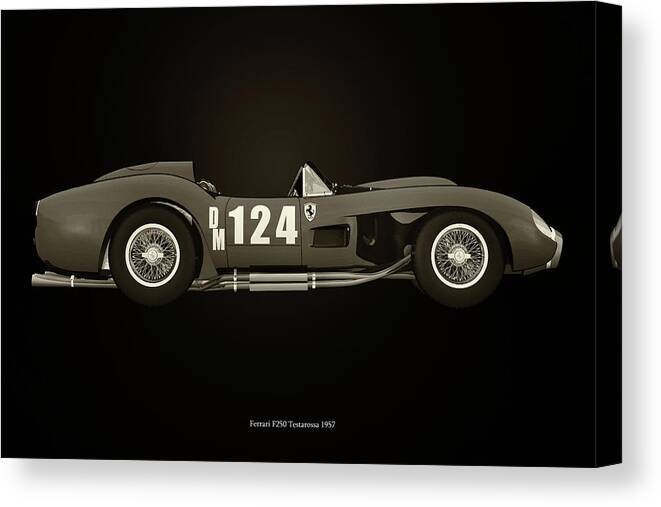 1960s Canvas Print featuring the photograph Ferrari F250 Testarossa Black and White by Jan Keteleer