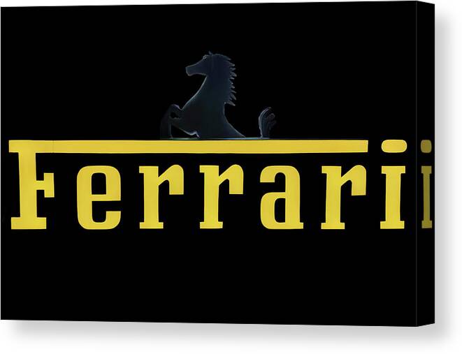 Ferrari Canvas Print featuring the photograph Ferrari lighted Sign Vintage by Flees Photos