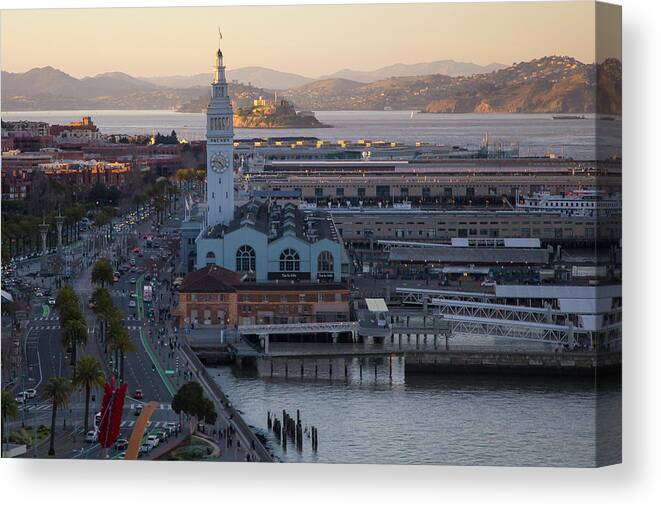  Canvas Print featuring the photograph Ferry Building by Louis Raphael