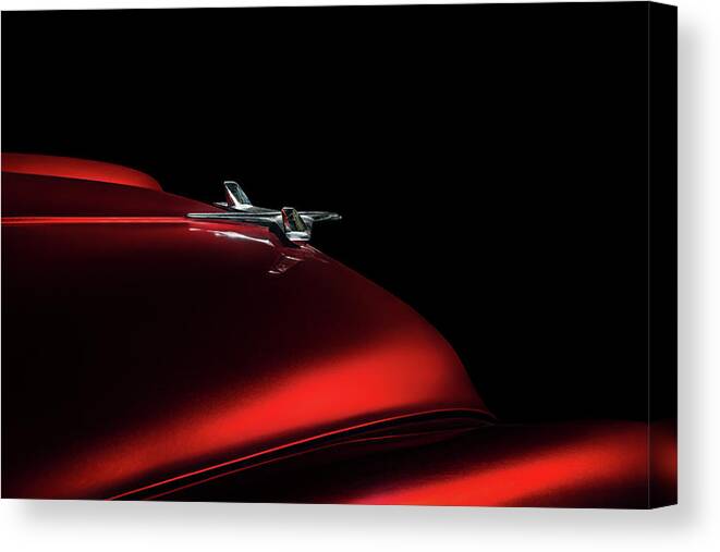 Chevrolet Canvas Print featuring the digital art Fifty-Five Chevy Hood Ornament by Douglas Pittman