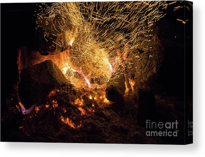 Fire Canvas Print featuring the photograph Fire and flames 2 by Adriana Mueller