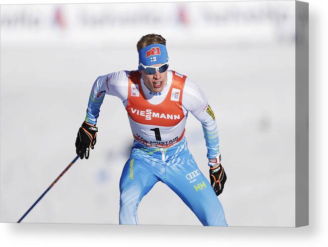Three Quarter Length Canvas Print featuring the photograph FIS Tour De Ski Val Mustair - Men's Sprint F race by Nils Petter Nilsson