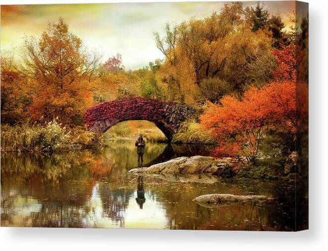 Bridge Canvas Print featuring the photograph Fishing at Gapstow by Jessica Jenney