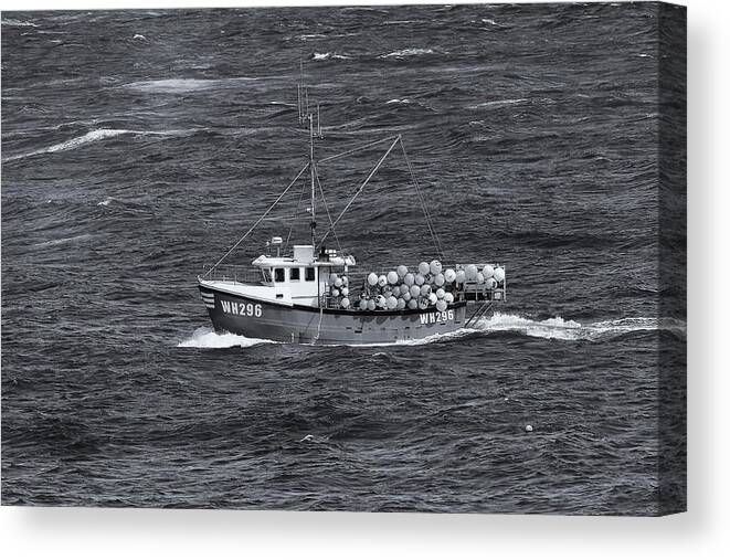 Fishing Boat Canvas Print featuring the photograph Fishing Boat Monochrome by Jeff Townsend