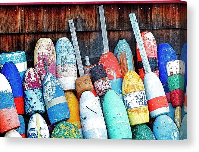Bouy Canvas Print featuring the photograph Fishing Buoys by Susan Candelario