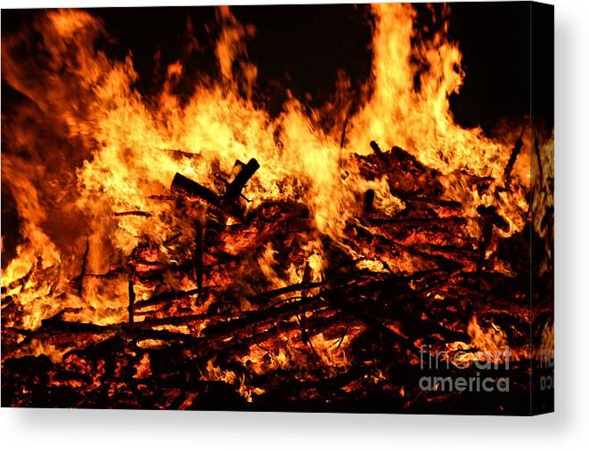 Bonfire Canvas Print featuring the photograph Flames Bonfire by Vivian Krug Cotton