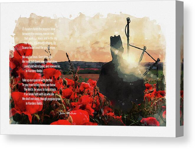 Soldier Poppies Canvas Print featuring the digital art Flanders Field by Airpower Art
