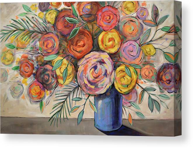 Flower Art Canvas Print featuring the painting Floral Fantasy by Amy Giacomelli