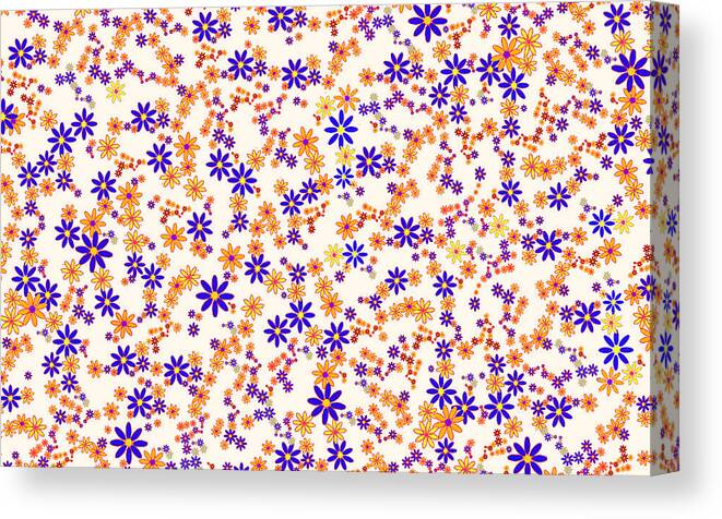 Multicolored Flowers Ivory Computer Graphic Digital Art Face Mask Covid-19 Canvas Print featuring the digital art Flowers on Ivory by Miriam A Kilmer