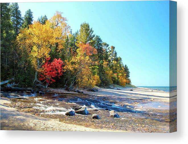 Usa Canvas Print featuring the photograph Flowing Into Lake Superior by Robert Carter