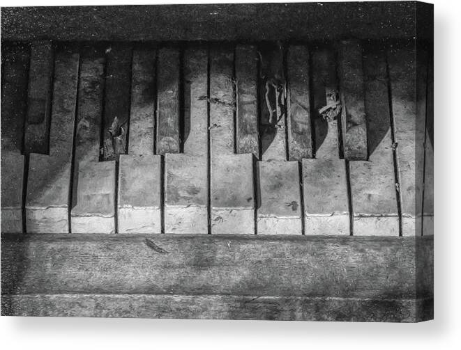Music Canvas Print featuring the photograph Forgotten Keyboard BW by David Letts