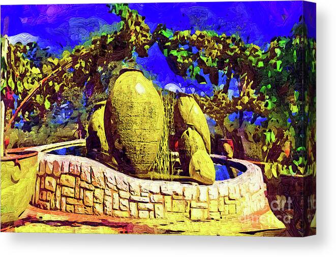 Fountain Canvas Print featuring the digital art Fountain Of Urns by Kirt Tisdale