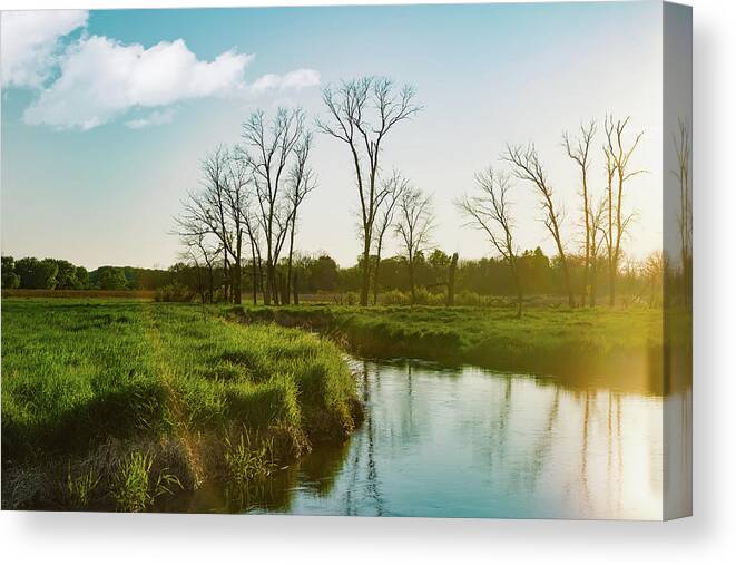 Fox River Canvas Print featuring the photograph Fox River Sunset by Scott Norris