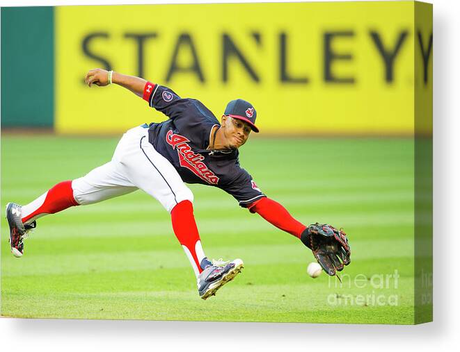 People Canvas Print featuring the photograph Francisco Lindor and Chase Headley by Jason Miller