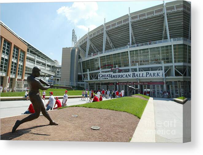 Great American Ball Park Canvas Print featuring the photograph Frank Robinson by Andy Lyons