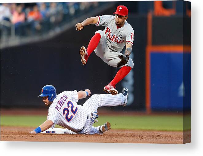 Double Play Canvas Print featuring the photograph Freddy Galvis by Mike Stobe