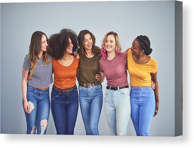 Diversity Canvas Print featuring the photograph Friends make the world a happier place by LaylaBird