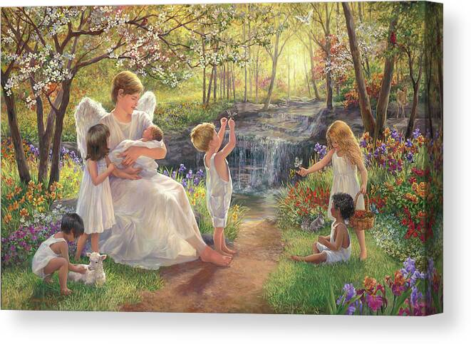 Angel Canvas Print featuring the painting Garden of Angels by Laurie Snow Hein