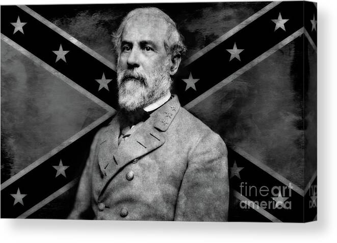 General Robert E Lee Loc Confederate Flag Canvas Print featuring the digital art General Robert E Lee Confederate Flag  by Randy Steele