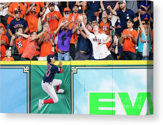 Game Two Canvas Print featuring the photograph George Springer and Mookie Betts by Billie Weiss/boston Red Sox