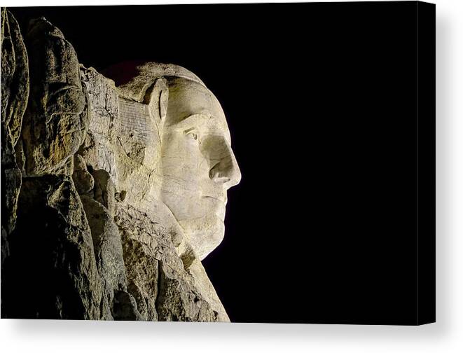 George Washington Canvas Print featuring the photograph George Washington Profile At Night by David Lawson