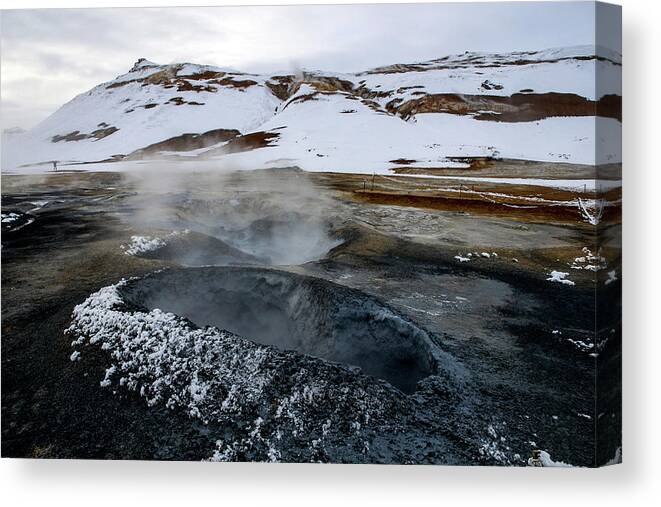 Iceland Canvas Print featuring the photograph Lake Myvatn Geothermal Area, Northern Iceland by Earth And Spirit