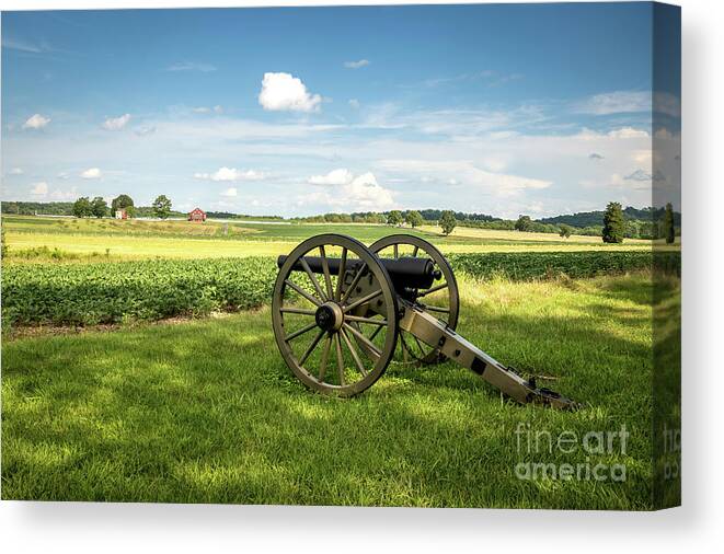 Weapon Canvas Print featuring the photograph Gettysburg Civil War Cannon in field by Sturgeon Photography