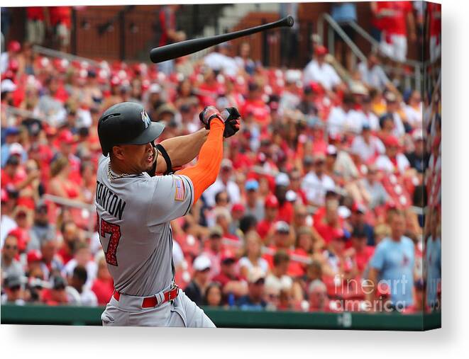 Three Quarter Length Canvas Print featuring the photograph Giancarlo Stanton by Dilip Vishwanat