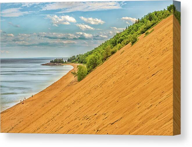 St Lawrence River Canvas Print featuring the photograph Giant sand dune along the St. Lawrence river - Tadoussac, Quebec by Elvira Peretsman