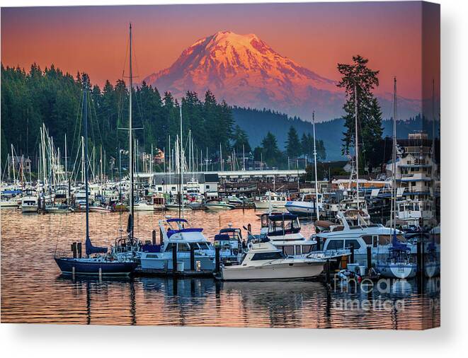 America Canvas Print featuring the photograph Gig Harbor Dusk by Inge Johnsson