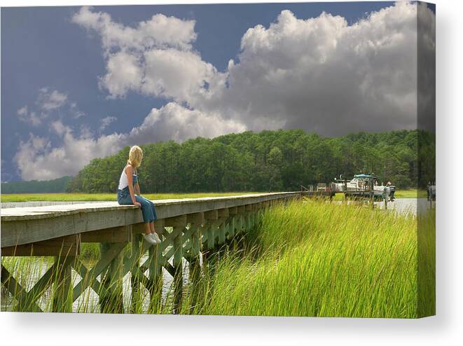 Girl In The Marsh Photo Canvas Print featuring the photograph Girl in the Marsh by Bob Pardue