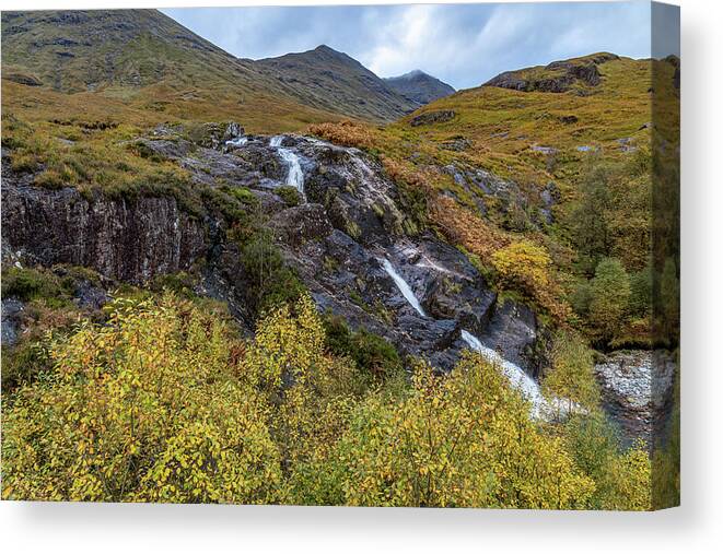 Mountains Canvas Print featuring the photograph Glencoe Falls 9 by Shirley Mitchell