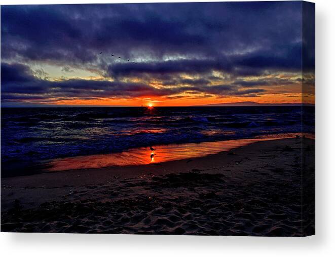 Sunset Canvas Print featuring the photograph Glittering Sunset at Moss Landing Beach, California by Amazing Action Photo Video