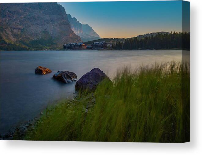 Many Glacier Canvas Print featuring the photograph Going with the moment at Many Glacier by Blake Passmore