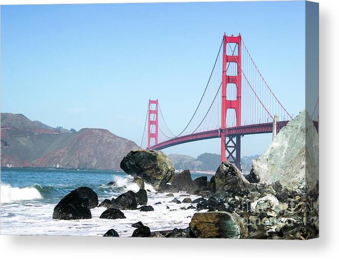 San Fransisco Canvas Print featuring the photograph Golden Gate Beach by Wilko van de Kamp Fine Photo Art