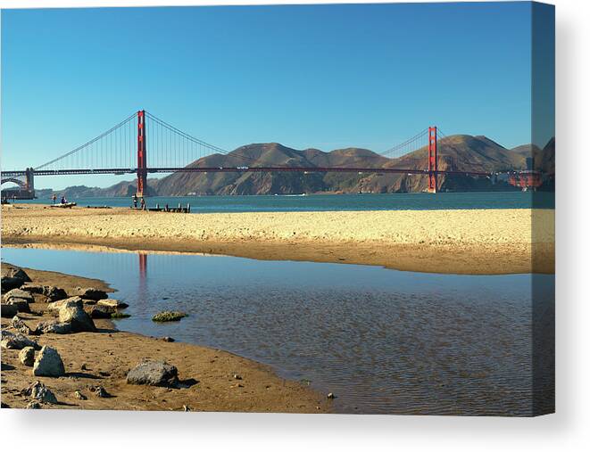 Beach Canvas Print featuring the photograph Golden Gate Bridge from the Beach by Matthew DeGrushe