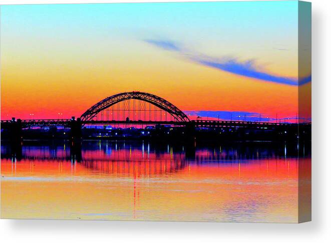 Sunset Canvas Print featuring the photograph Golden Hour on the Delaware River by Linda Stern