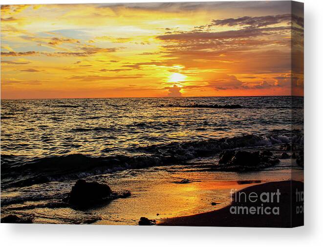 Sunset Canvas Print featuring the photograph Golden Hues at Sunset by Joanne Carey