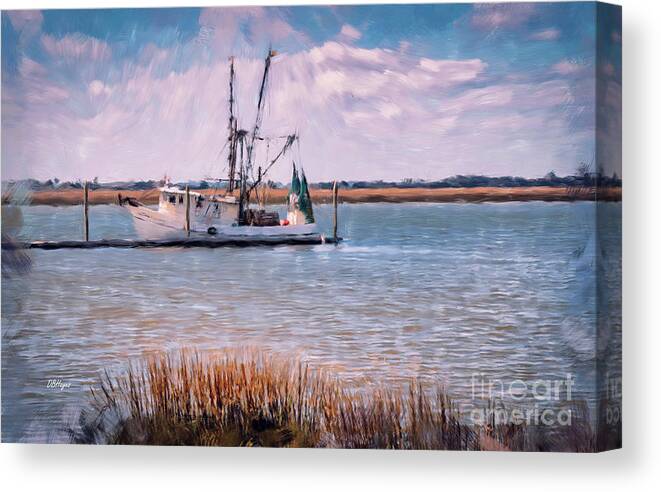 Boats Canvas Print featuring the mixed media Golden Isles Marine PhotoArt in Oil by DB Hayes