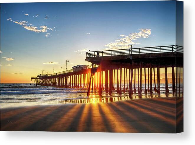 Pismo Beach Canvas Print featuring the photograph Golden Lightshow by Beth Sargent