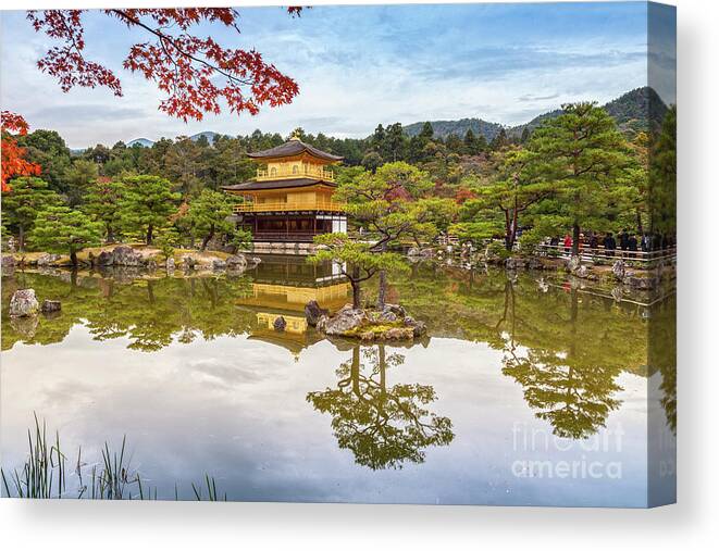 Japan Canvas Print featuring the photograph Golden Pavilion Kyoto Japan by Colin and Linda McKie