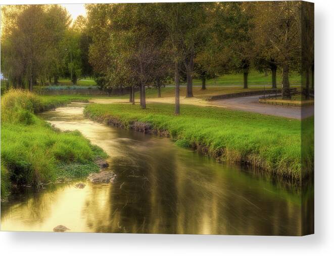 River Canvas Print featuring the photograph Golden River During the Golden Hour by Jason Fink