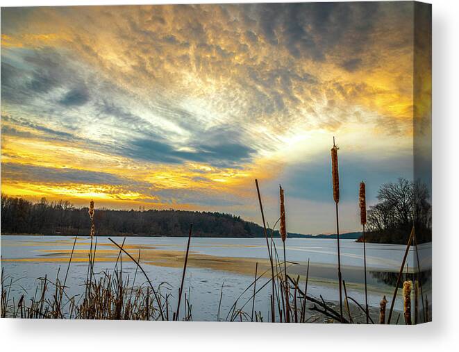 Illinois Canvas Print featuring the photograph Golden Rock Cut Sunset by Todd Reese