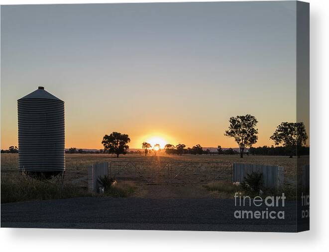 Silo Canvas Print featuring the photograph Grain at the Gate by Linda Lees