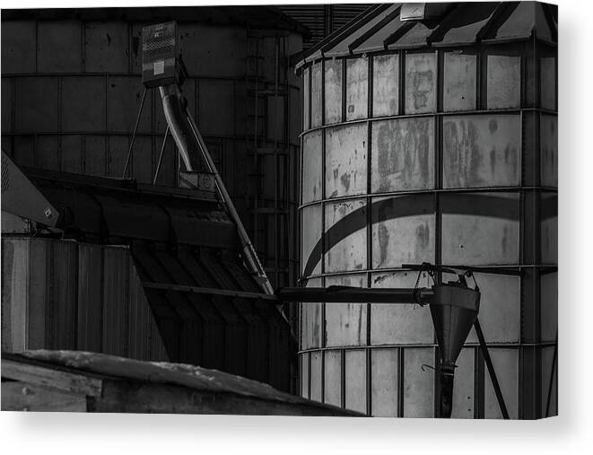 Museum Quality Canvas Print featuring the photograph Grain Elevator in Shadows No. 2 by Bruce Davis