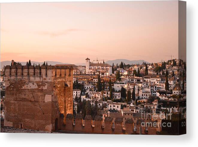Granada Canvas Print featuring the photograph Granada at nightfall by Yavor Mihaylov