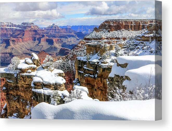 Arizona Canvas Print featuring the photograph Grand Canyon Snow 1 by Dawn Richards