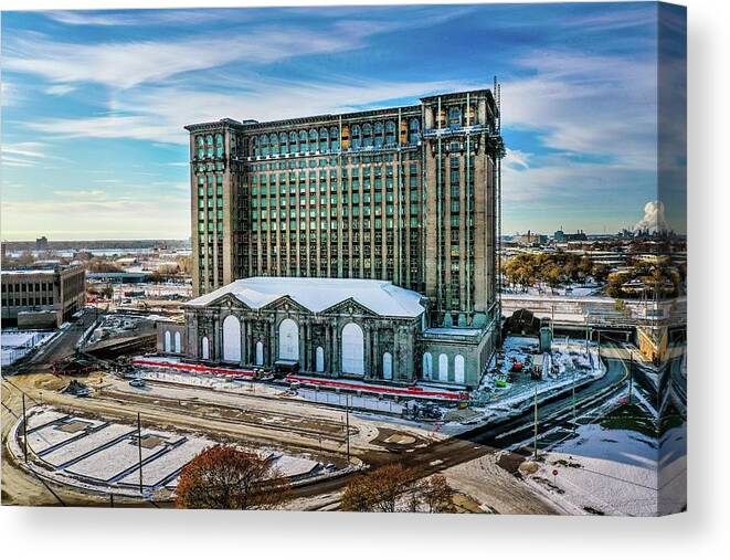 Detroit Canvas Print featuring the photograph Grand Central DJI_0453 by Michael Thomas