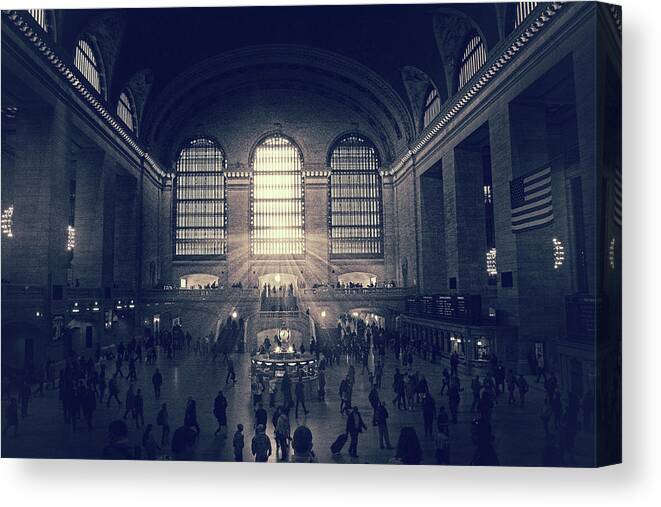 Grand Central Terminal Canvas Print featuring the photograph Grand Central Monochrome by Jessica Jenney