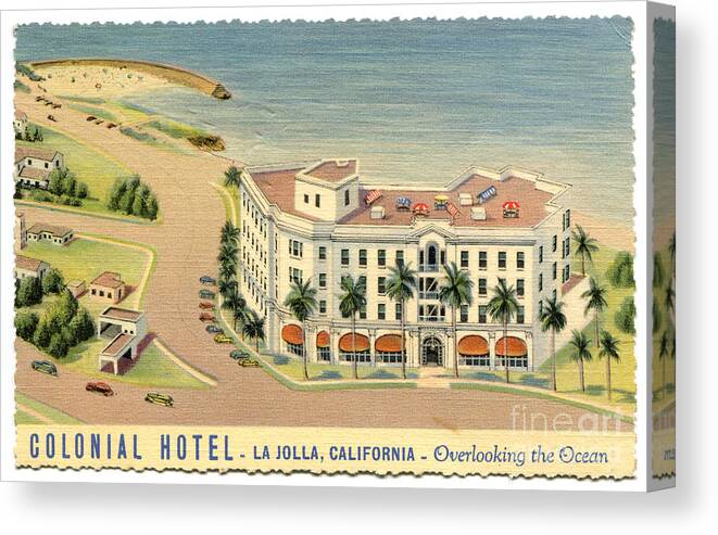 San Diego Canvas Print featuring the photograph Grand Colonial Hotel - La Jolla by Sad Hill - Bizarre Los Angeles Archive